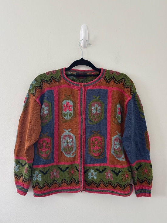 MINKHA Sweaters - MINKHA Hand Knit 100% Cotton Floral Sweater
